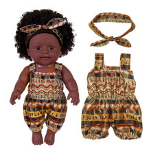 (D) 12in Black Baby Doll Nurturing Doll Realistic Handmade African Reborns Toy Interaction Parenting Game Popular Gift