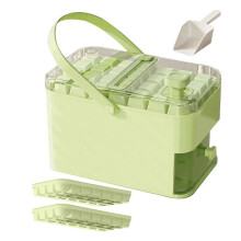 (Fruit green 56 grid) Plastic Ice Maker Reusable Press Type Ice Box with Lid and Bin Refrigerator Ice Mold Easy Press to Release Ice