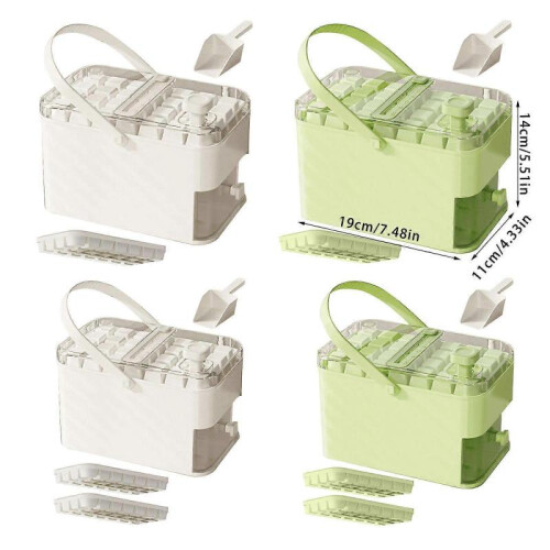 (Fruit green 28 grid) Plastic Ice Maker Reusable Press Type Ice Box with Lid and Bin Refrigerator Ice Mold Easy Press to Release Ice 2