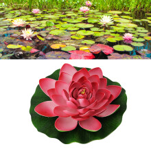Lifelike Red Lotus Pond Decor Foam Flower Pads for Pool Aquarium