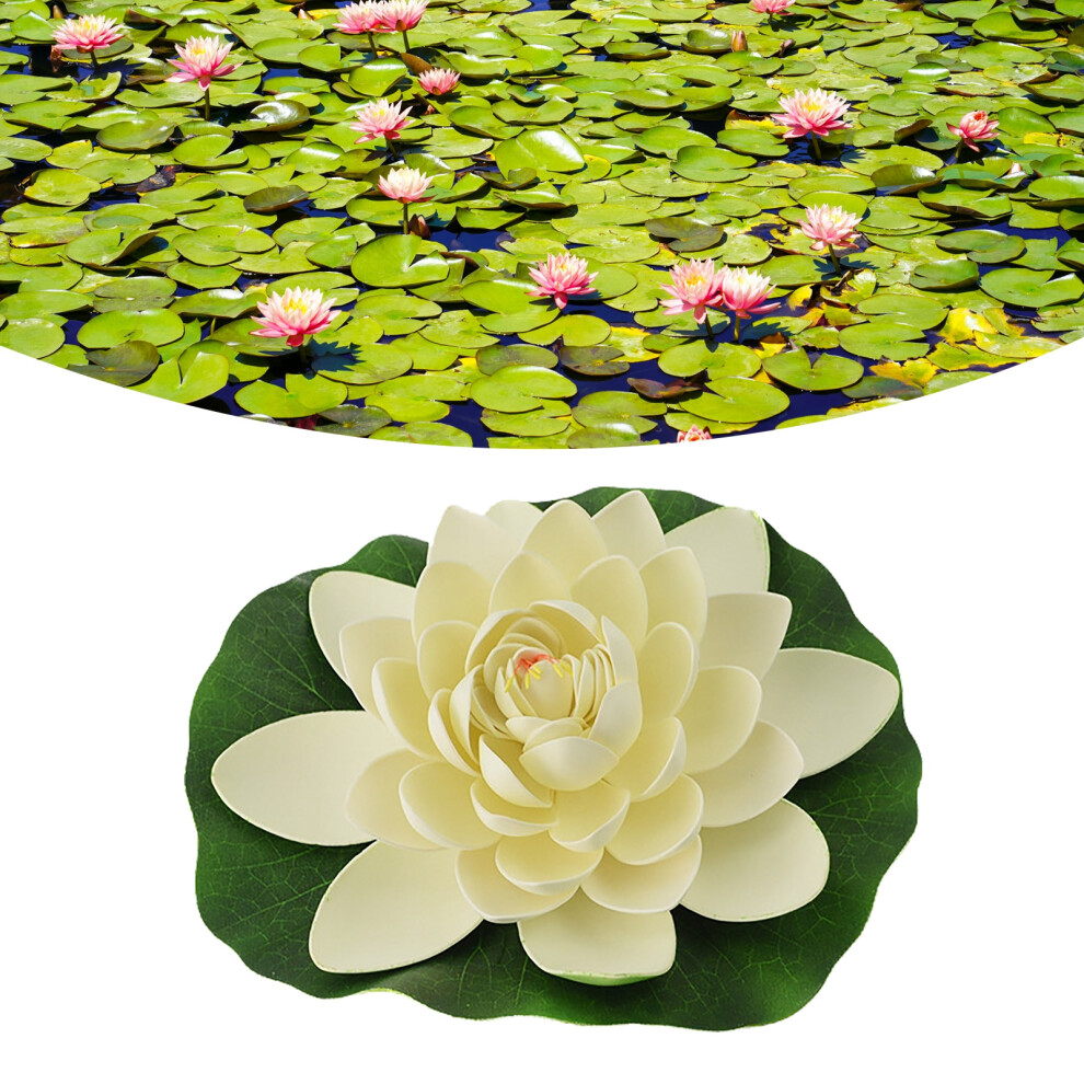 White Floating Foam Artificial Lotus Flower Â 27Cm, Decorative Pond & Pool Plant