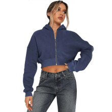 (XL, gray blue) Fashionable Hoodie Jackets for Women Easy to Wear Zip Front Casual Crop Top Comfortable Long Sleeve Pullover Gray XL