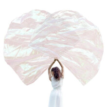 (Colorful white)55" Praise Dance Worship Flags with Rod Semicircle Praise Church Flags for Worship Dance Outdoor Practice Performances  Silver