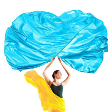 (Royal Blue) 55" Praise Dance Worship Flags with Rod Semicircle Praise Church Flags for Worship Dance Outdoor Practice Performances Silver