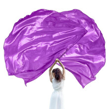 (Purple) 55" Praise Dance Worship Flags with Rod Semicircle Praise Church Flags for Worship Dance Outdoor Practice Performances Silver