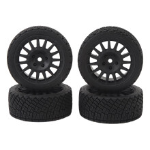 4 Stück 1/10 RC Auto Reifen & Kunststofffelgen Set Schwarz 67mm Räder