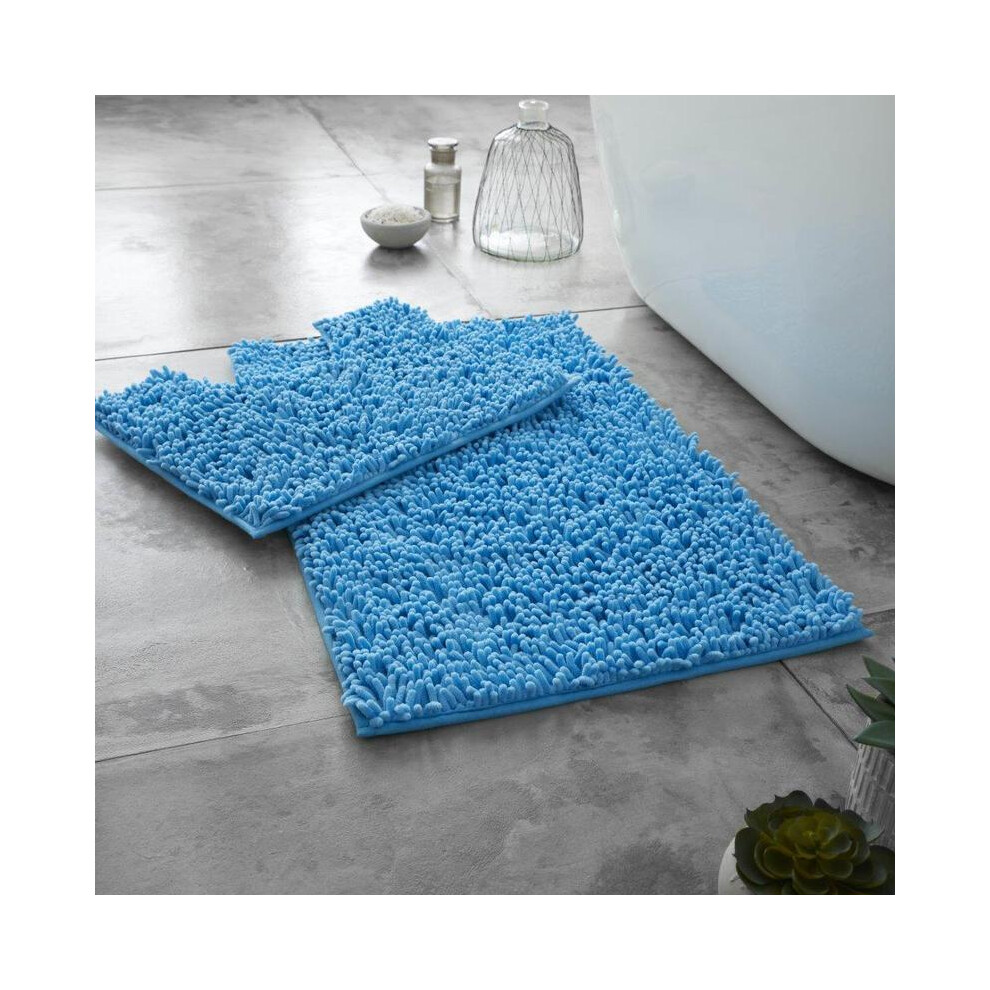 (Turquoise) Memory Foam Bath Mat Set Loop Anti Slip Pedestal Mat Bathroom Rug Water Absorbent 5031832419833