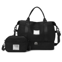 (Black) Large Capacity Waterproof Duffle Bag With Isolated Shoe Section And Moisture Separation For Sports Travel Essential Purple