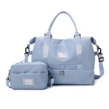 (Blue) Large Capacity Waterproof Duffle Bag With Isolated Shoe Section And Moisture Separation For Sports Travel Essential Purple