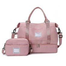 (Pink) Large Capacity Waterproof Duffle Bag With Isolated Shoe Section And Moisture Separation For Sports Travel Essential Purple