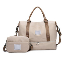 (Khaki) Large Capacity Waterproof Duffle Bag With Isolated Shoe Section And Moisture Separation For Sports Travel Essential Purple