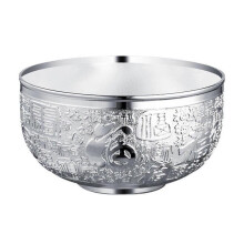 (Silver) Lucky Fengshui Metal Prosperity Treasure Bowl Decorative Container for Positive Energy Flows and Financial Success Silver