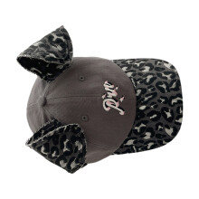 Distressed Leopard Pattern Dog Ear Caps Cotton Adjustable-Gray