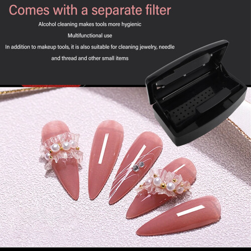 Multifunctional Nail Art Tool Clean Box ABS Portable with Filter Layer 2