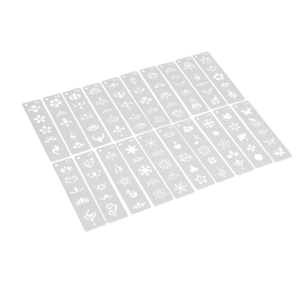 20 Pieces ABS Face Body Art Stencils for DIY Tattoo & Makeup, Beautiful Patterns