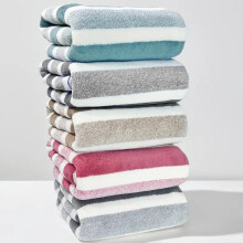 (Khaki, 2 Pcs) Striped Pattern Bath Towel Sets, 5 Counts/set Soft Absorbent Microfiber Blanket Towel, Quick Drying Towel for Bathroom, Hotel, Salon, Spa,