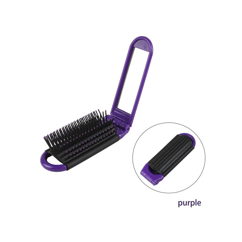 (Lilac, one-size) Foldable Hair Comb with Mirror, 1 CountÂ Portable Comb with Handle, Hair Styling Tool
