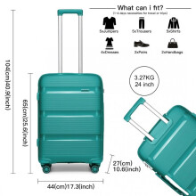 (24 INCH) [MissLulu Bags] Bright Candy Design Hard Shell Polypropylene 20''/24''/28'' Suitcase with TSA Lock and 14'' Vanity Case Classic Collection -