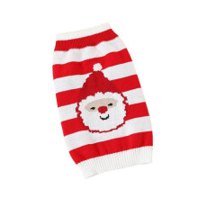 (L, Striped Santa Head) Dog Santa Sweater for Small, Medium, Large Dogs Christmas Coat Puppy Apparel Pullover Puppy Pajamas Christmas black elk XS
