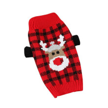 (XL, checkered elk) Dog Santa Sweater for Small, Medium, Large Dogs Christmas Coat Puppy Apparel Pullover Puppy Pajamas Christmas black elk XS