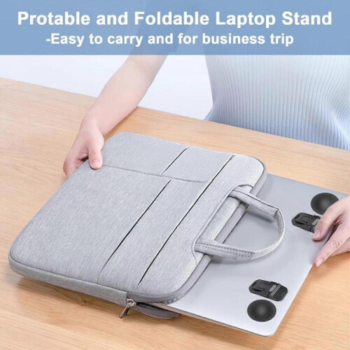 (Silver) 2Pcs Adjustable Laptop Stand for Desk Ergonomic Foldable Portable Risers Holder Mount for Computer Notebook Tablets  Silver 1