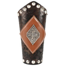 (1) Embossed Wrist Cuffs Studs Bracer Wristband Gauntlet for Parties and Festivities Medieval Men Brown Wristband 1 pair