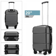 (Grey) [MissLulu Bags] Cube Design Hard Shell ABS 20'' Cabin Size Carry-On Suitcase (55x38x20cm/4 Colours)