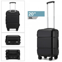 (Black) [MissLulu Bags] Cube Design Hard Shell ABS 20'' Cabin Size Carry-On Suitcase (55x38x20cm/4 Colours)