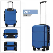 (Navy) [MissLulu Bags] Cube Design Hard Shell ABS 20'' Cabin Size Carry-On Suitcase (55x38x20cm/4 Colours)