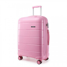 (20 INCH) [MissLulu Bags] Bread Design Hard Shell Polypropylene 20''/24''/28'' Suitcase with TSA Lock - Pink