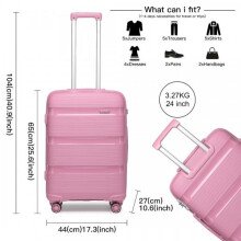 (24 INCH) [MissLulu Bags] Bright Candy Design Hard Shell Polypropylene 20''/24''/28'' Suitcase with TSA Lock and 14'' Vanity Case Classic Collection -