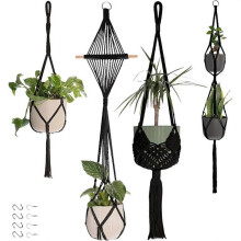 (Style C, Style C) Plant Hanger Indoor Outdoor Hanging Plant Holders Handmade Plant Hanger Cotton Rope Planter for Small Plant Pots