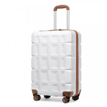 (20Inch (No vanity case)) [MissLulu Bags] Waffle Design Lightweight Hard Shell ABS 20''/24''/28'' Suitcase with TSA Lock and 13'' Vanity Case - White and Brown