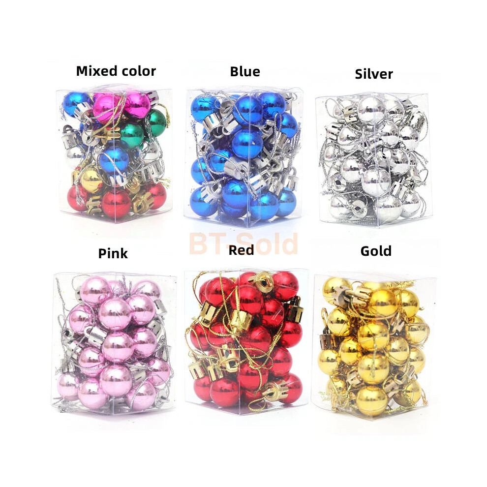 (Blue) 2Cm 24Pcs/Box Christmas Decorations Baubles Xmas Tree Balls Party Wedding Ornament Blue