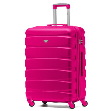 (Medium 25") Flight Knight Hard Shell ABS Medium, Large Check-In And Carry On Suitcases - SAFIR - Pink