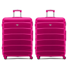 (L x 2) Flight Knight Hard Shell ABS Medium, Large Check-In And Carry On Suitcases - SAFIR - Pink