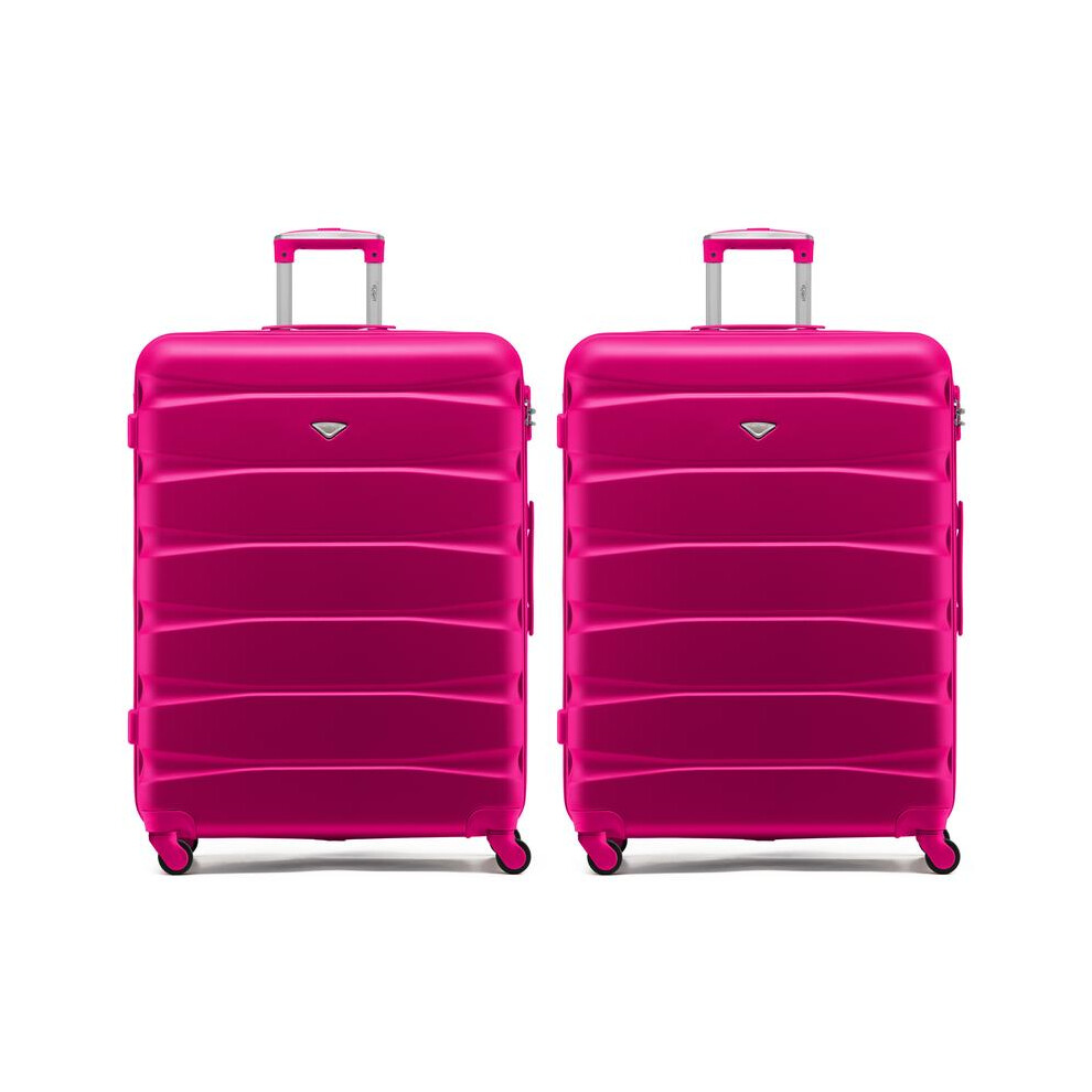 (L x 2) Flight Knight Hard Shell ABS Medium, Large Check-In And Carry On Suitcases - SAFIR - Pink-image-OPC-PKGCPXH-NEW