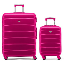 (S + L) Flight Knight Hard Shell ABS Medium, Large Check-In And Carry On Suitcases - SAFIR - Pink