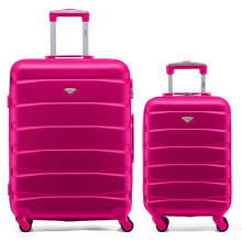 (S + M) Flight Knight Hard Shell ABS Medium, Large Check-In And Carry On Suitcases - SAFIR - Pink