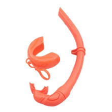 (Orange) Flexible Rolls Up Silicone Snorkel Swimming Swim Snorkel with Hanging Buckles Freediving Snorkel Diving Accessories Yellow