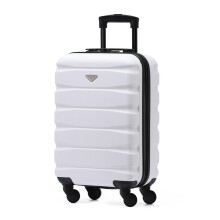 (55x35x20cm) Flight Knight Hard Shell ABS Medium, Large Check-In And Carry On Suitcases - SAFIR - White/Black
