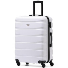 (Medium 25") Flight Knight Hard Shell ABS Medium, Large Check-In And Carry On Suitcases - SAFIR - White/Black