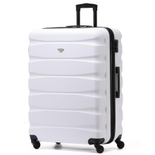 (Large 29") Flight Knight Hard Shell ABS Medium, Large Check-In And Carry On Suitcases - SAFIR - White/Black