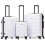 (Medium 25") Flight Knight Hard Shell ABS Medium, Large Check-In And Carry On Suitcases - SAFIR - White/Black 2