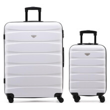 (S + L) Flight Knight Hard Shell ABS Medium, Large Check-In And Carry On Suitcases - SAFIR - White/Black