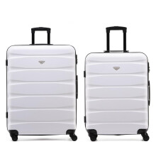 (M + L) Flight Knight Hard Shell ABS Medium, Large Check-In And Carry On Suitcases - SAFIR - White/Black