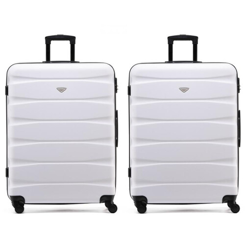 (Medium 25") Flight Knight Hard Shell ABS Medium, Large Check-In And Carry On Suitcases - SAFIR - White/Black 2