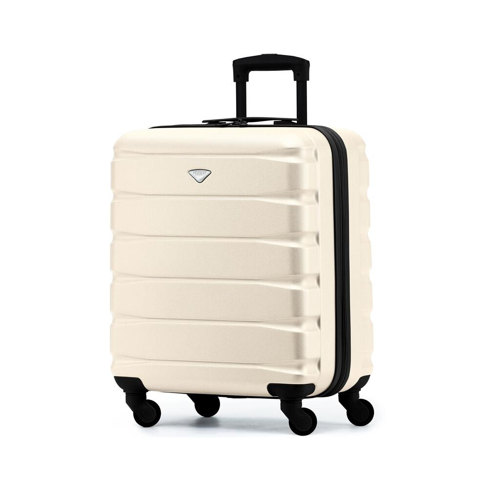 (Cream/Black, 56x45x25cm (Set of 2)) 56x45x25cm easyJet  & British Airways Large Cabin Bag Maximum Size Hand Luggage Carry-On Bag - Lightweight ABS-image-OPC-PKGCQFQ-NEW