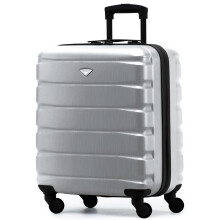 (Silver Metallic, 56x45x25cm (Set of 2)) 56x45x25cm easyJet & British Airways Large Cabin Bag Maximum Size Hand Luggage Carry-On Bag - Lightweight ABS
