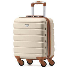 (45x36x20cm) Flight Knight Hard Shell ABS Medium, Large Check-In And Carry On Suitcases - SAFIR - Cream/Brown